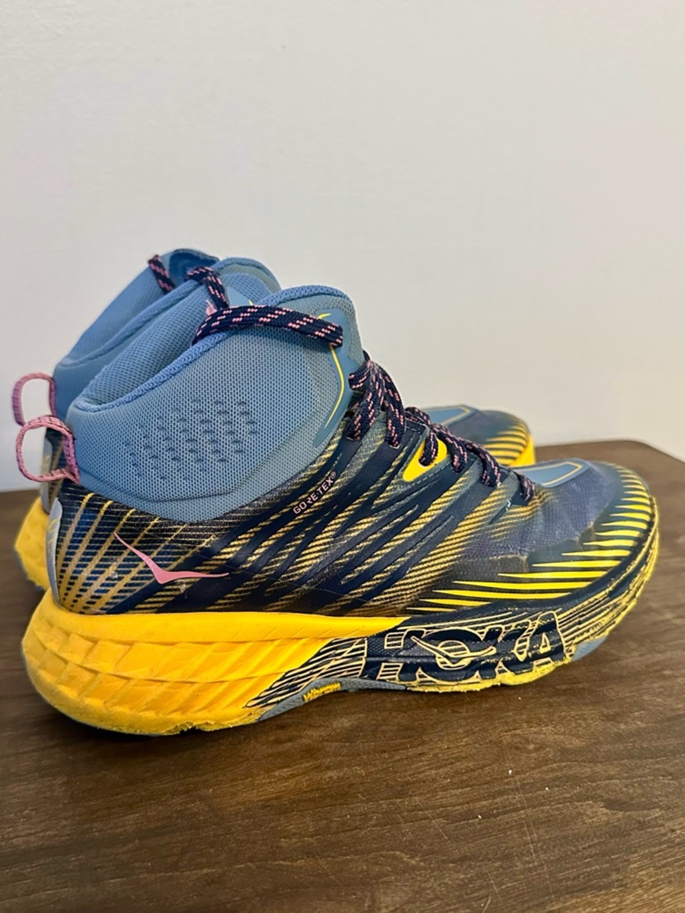 Hoka W Speedgoat Mid 2 GTX Shoes Provincial Blue/Saffron Size 6.5